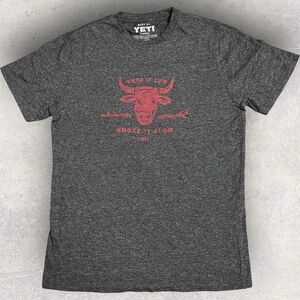 Yeti Brand Short Sleeve Athletic Style Graphic T‎ Shirt Gray Red Size Small